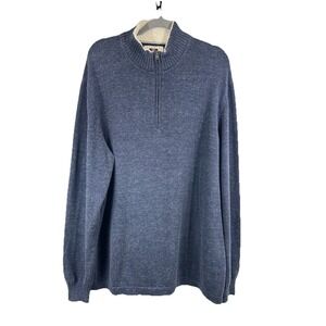 Joseph Abboud Cotton 1/4 Zip Long Sleeve Mock Neck Blue Sweater Size 3XL Preppy